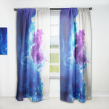 Designart 'Blue and Purple Ink Composition' Mid-Century Modern Curtain Panel