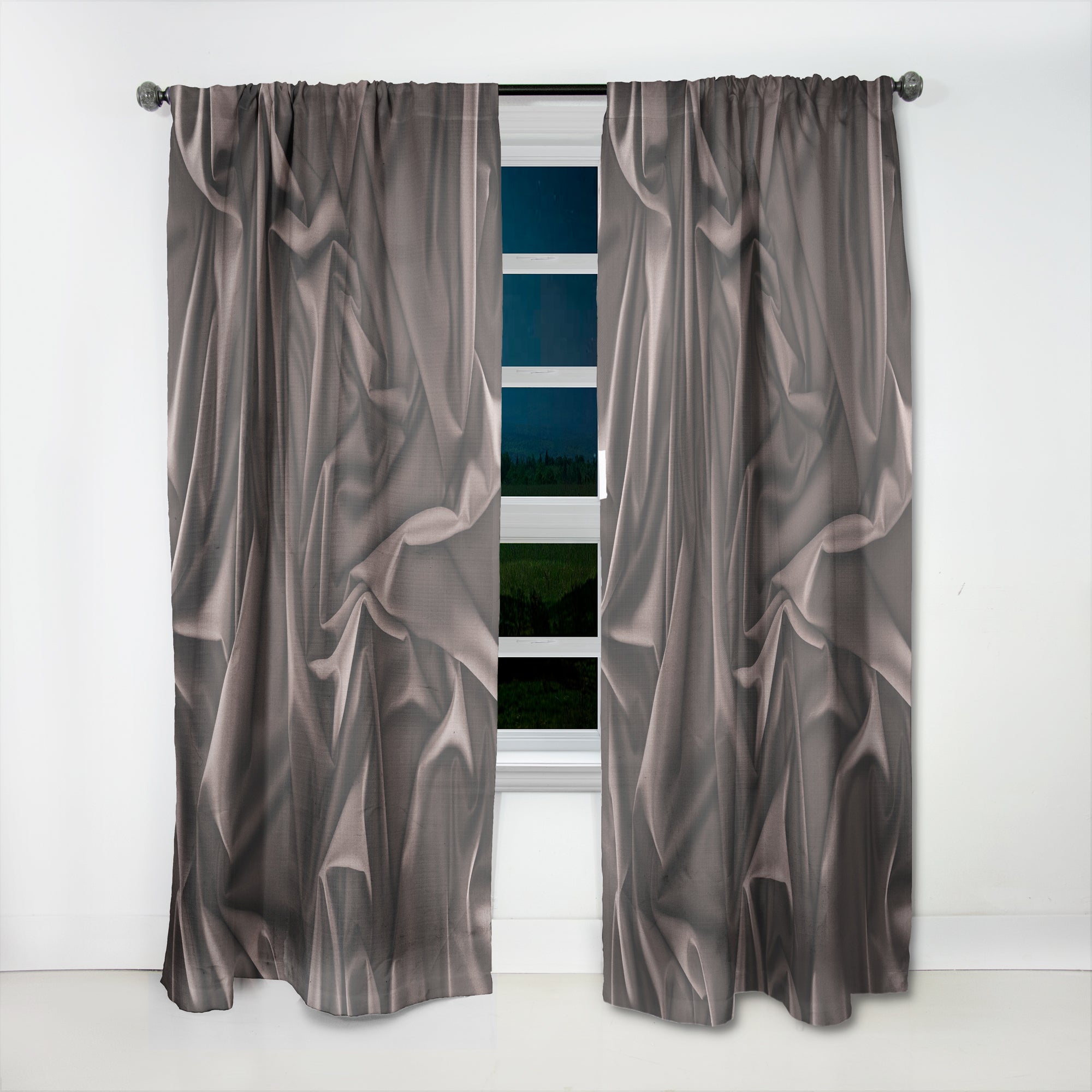Designart 'Folded Dark Silk Waves' Modern & Contemporary Curtain Panel