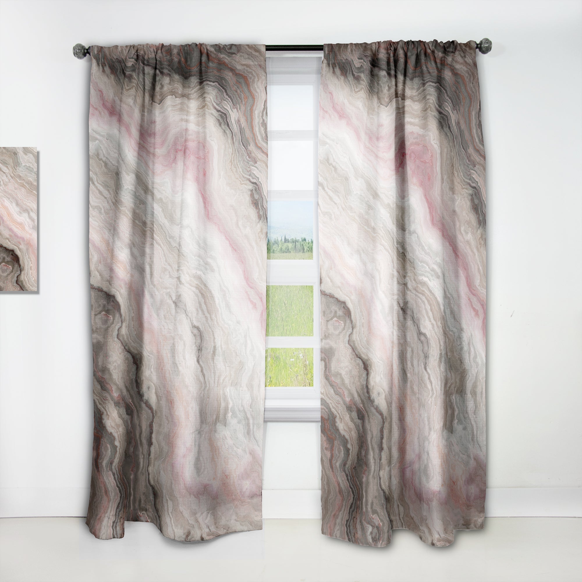 Designart 'Grey Onyx with Rose Inclusions' Mid-Century Modern Curtain Panel