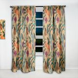 Designart 'Retro Tropical Flowers and Feathers' Vintage Curtain Panel