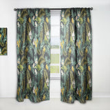 Designart 'Tropical Leaves with Lemons and Green Bird' Animals Curtain Panel