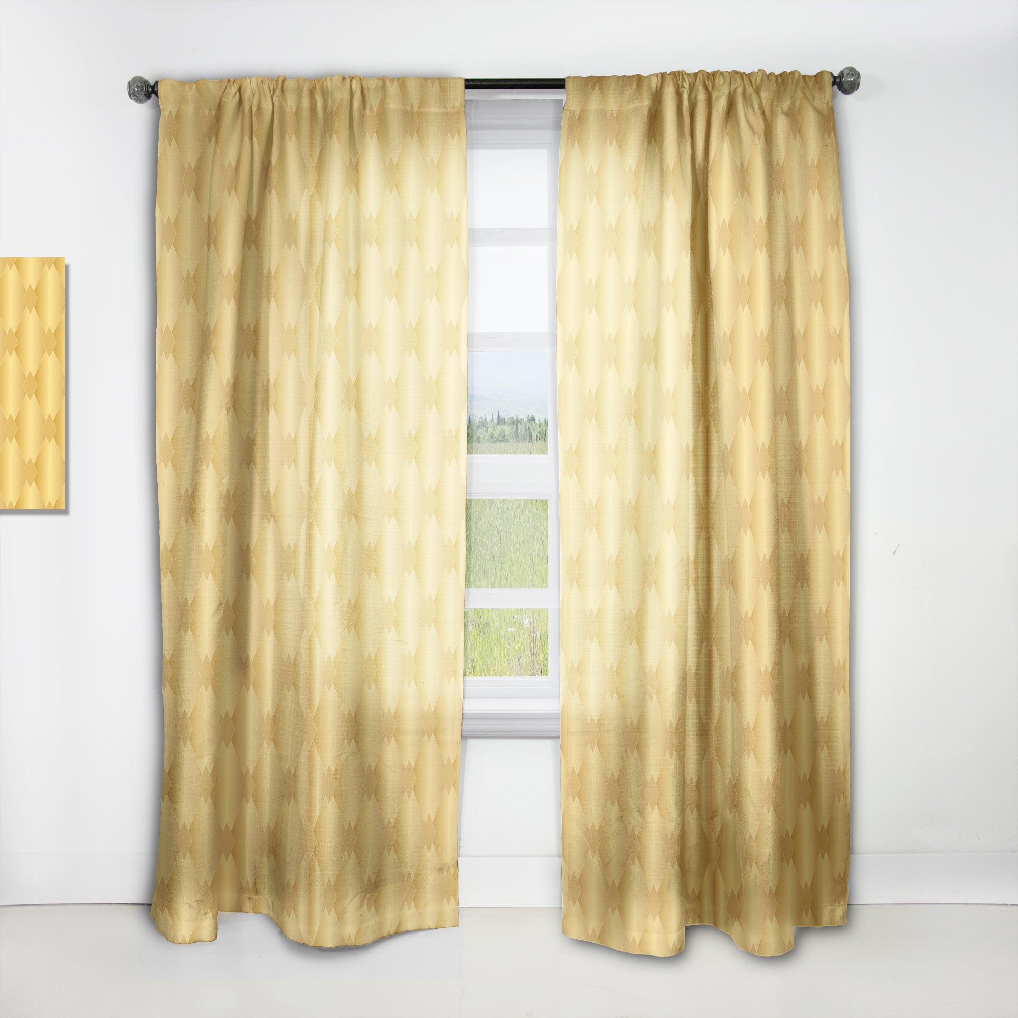 Designart 'Golden Geometric I' Mid-Century Modern Curtain Panel