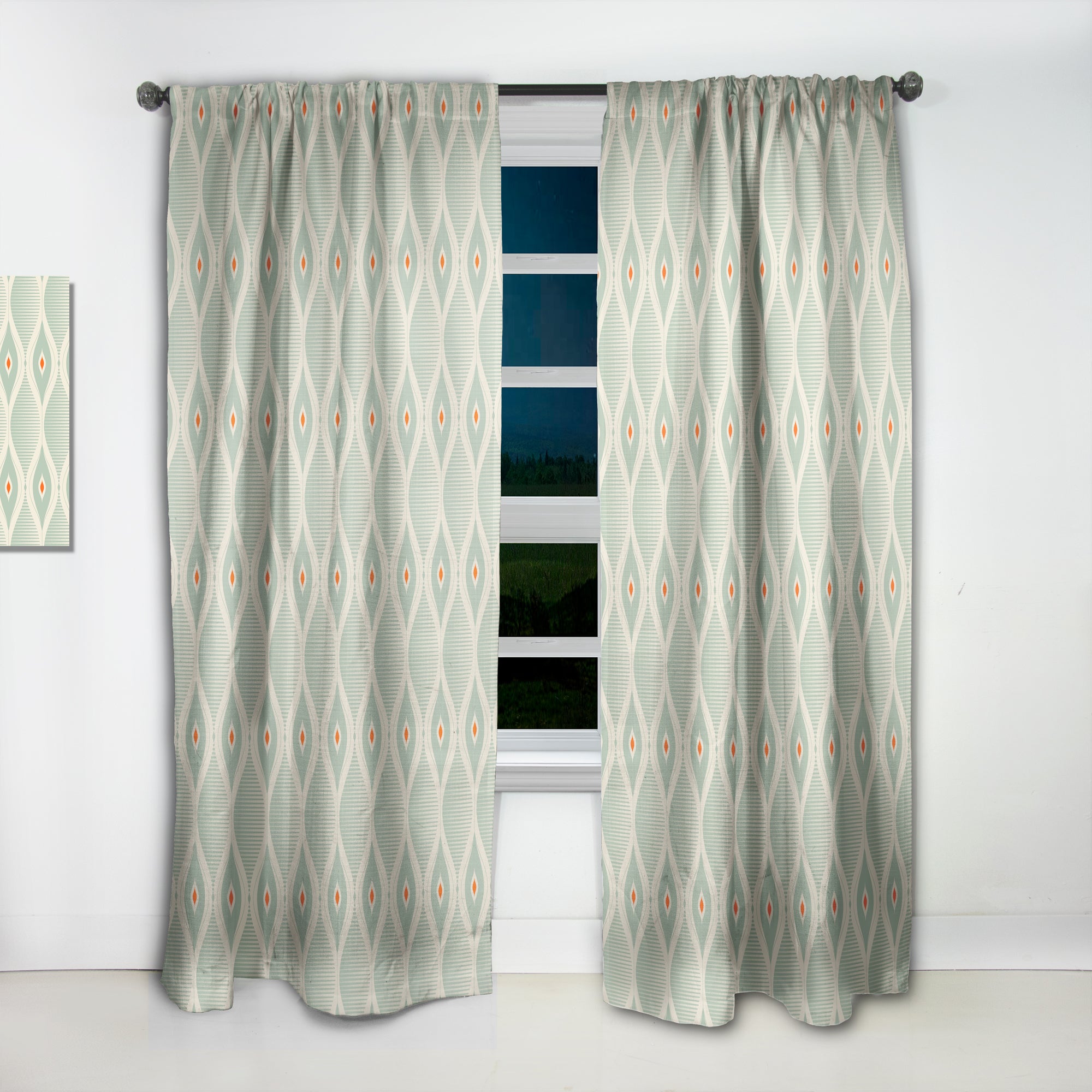 Designart 'Retro Abstract Drops VII' Mid-Century Modern Curtain Panel