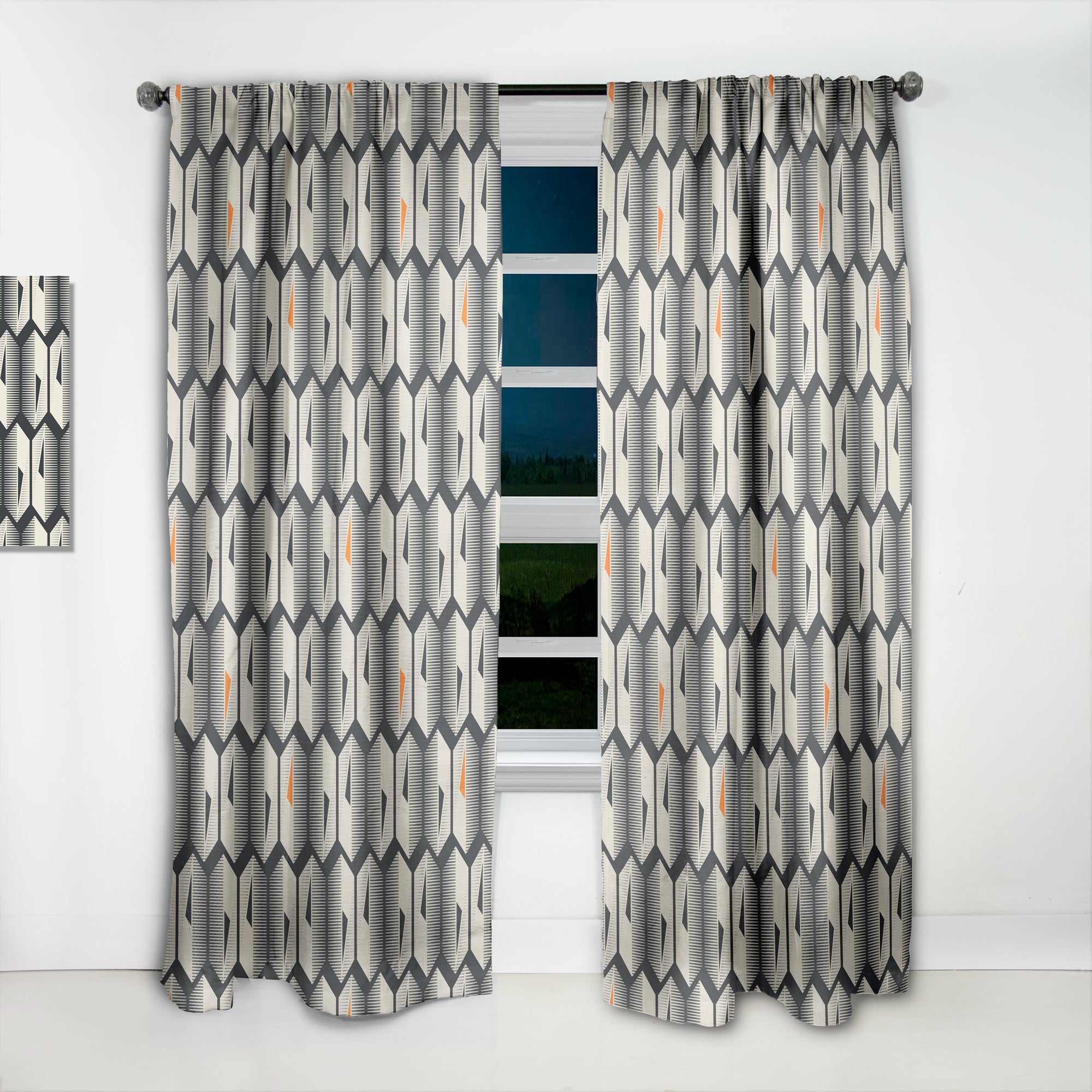 Designart 'Abstract Retro Triangular Geometrics' Mid-Century Modern Curtain Panel