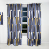 Designart 'Retro Luxury Waves In Gold And Blue IV' Mid-Century Modern Curtain Panel