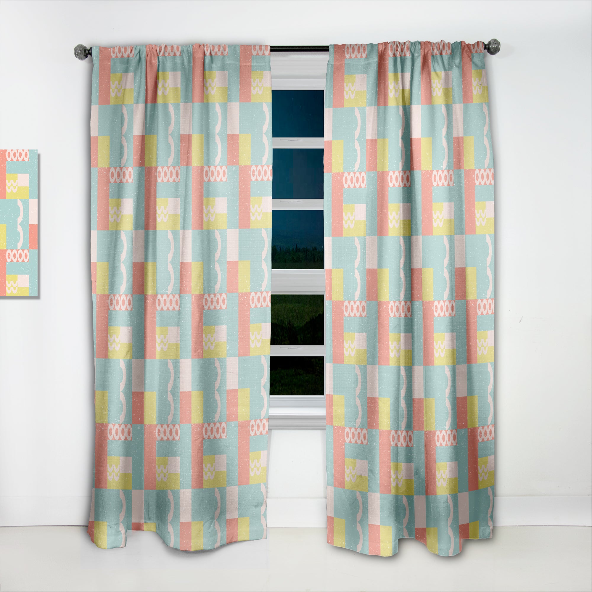 Designart 'Retro Abstract Design III' Mid-Century Modern Curtain Panel