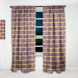 Designart 'Retro Grid in Orange' Mid-Century Modern Curtain Panel