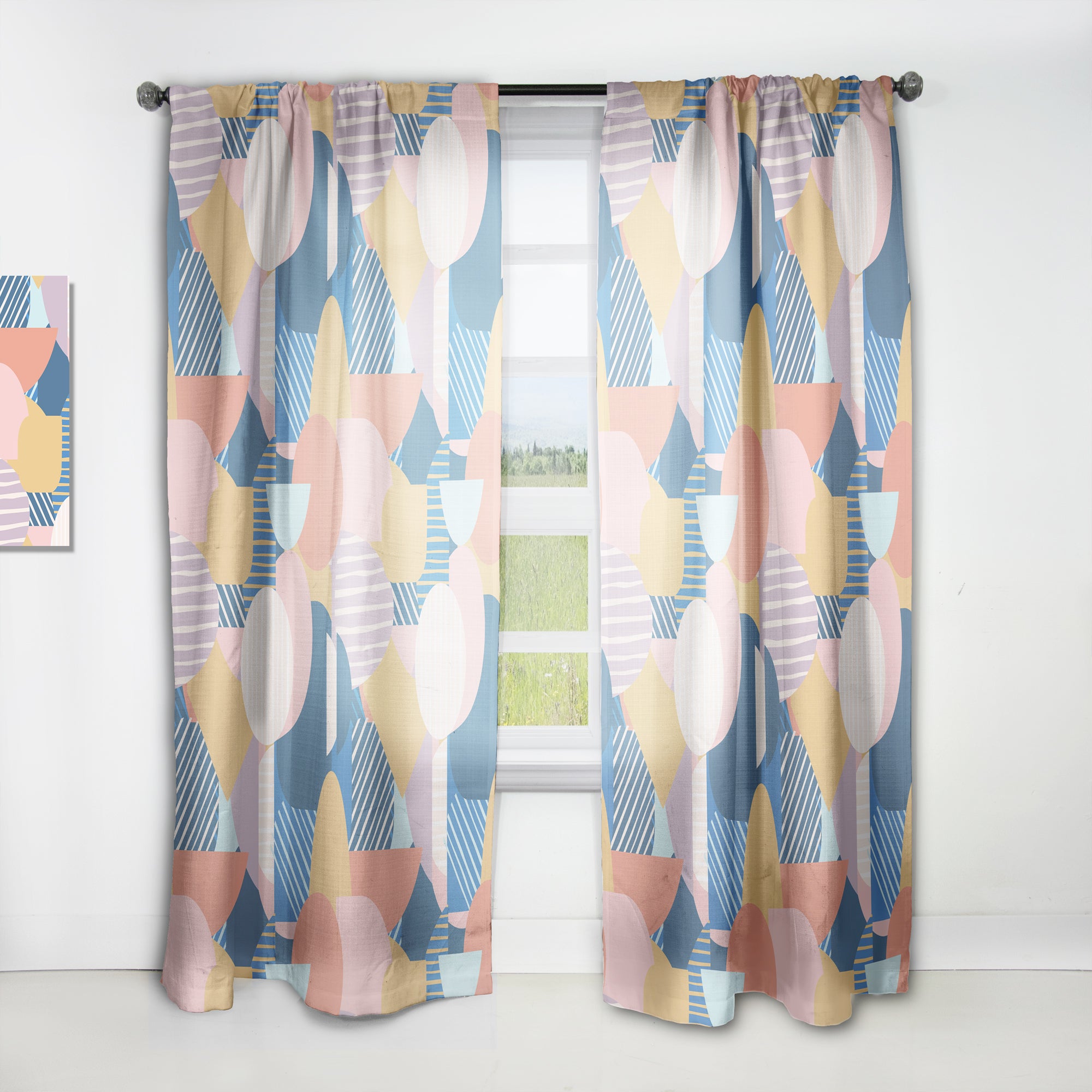 Designart 'Modern geometric shapes pattern' Mid-Century Modern Curtain Panel