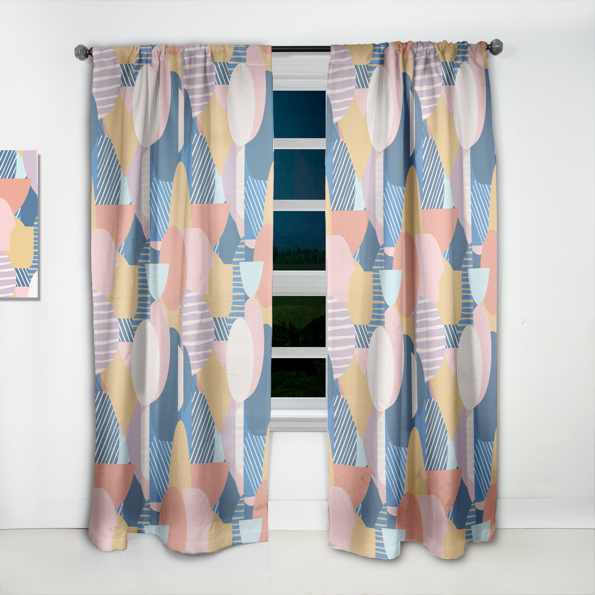 Designart 'Modern geometric shapes pattern' Mid-Century Modern Curtain Panel