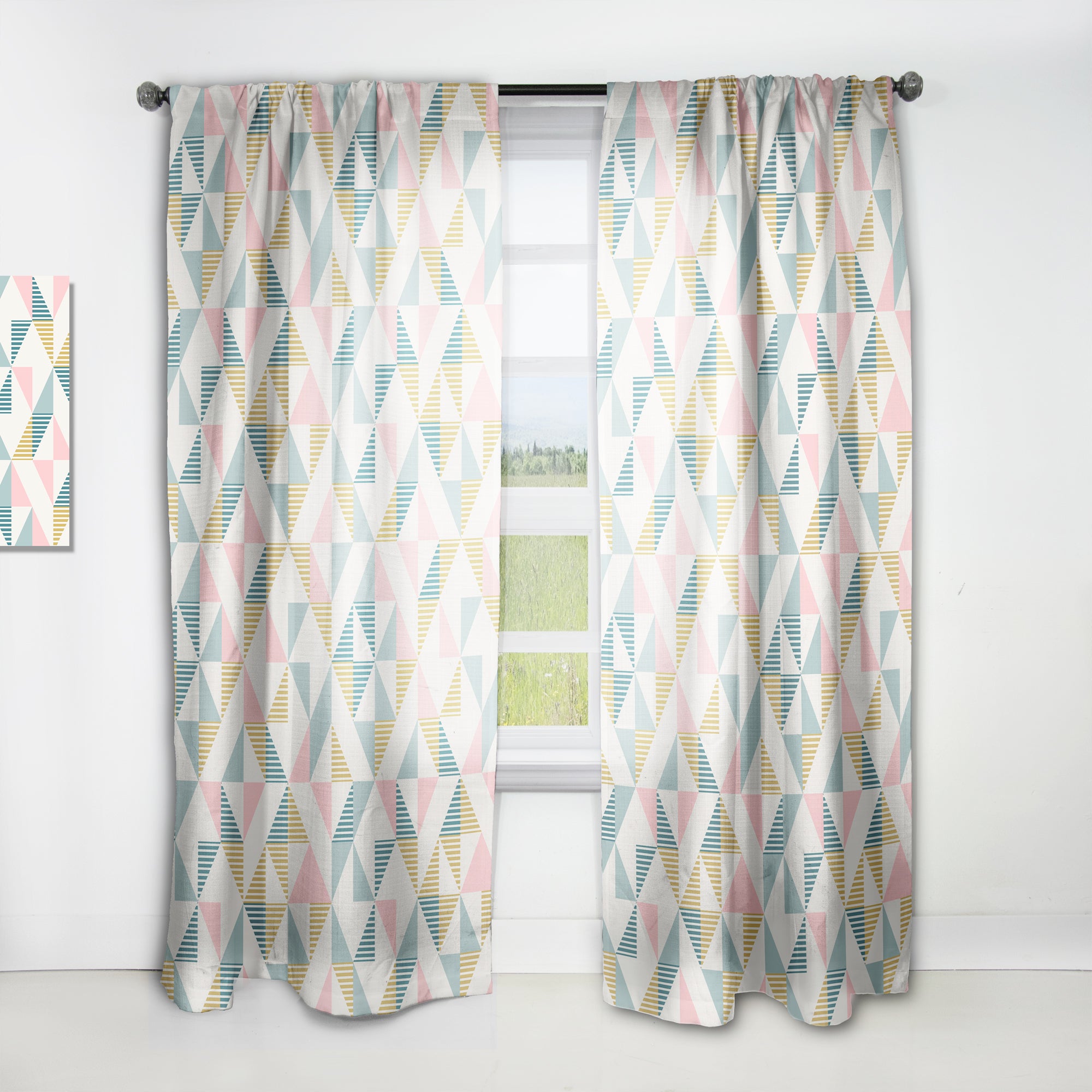 Designart 'Diamond Retro XI' Mid-Century Modern Curtain Panel