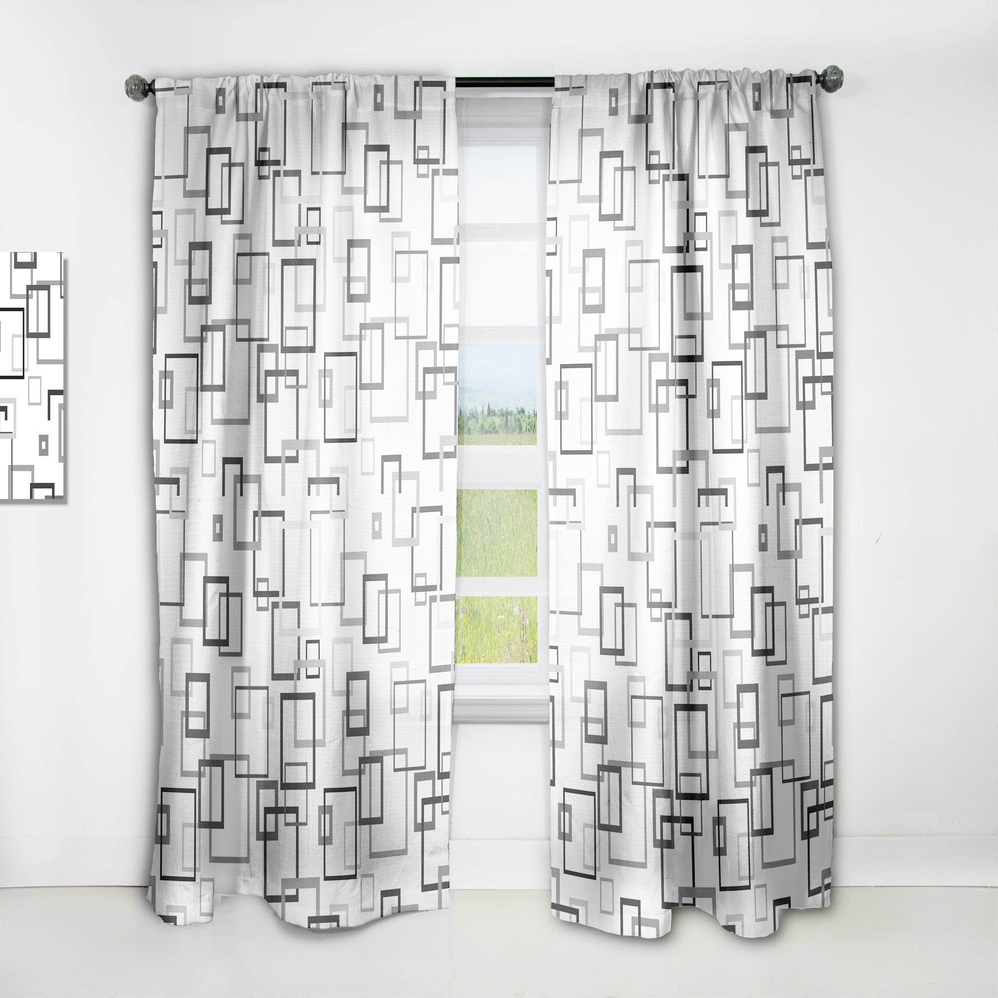Designart 'Abstract Retro Design II' Mid-Century Modern Curtain Panel