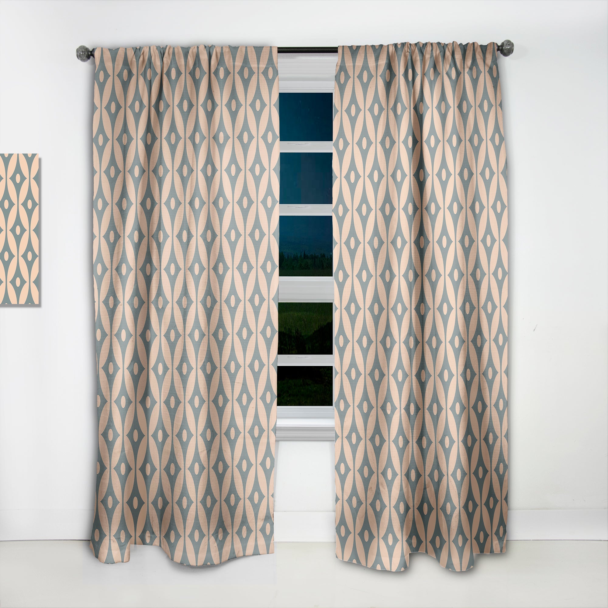 Designart 'Retro Pattern Abstract Design IV' Mid-Century Modern Curtain Panel