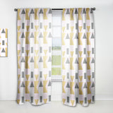 Designart 'Triangular Gold Design' Mid-Century Modern Curtain Panel