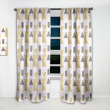 Designart 'Triangular Gold Design' Mid-Century Modern Curtain Panel