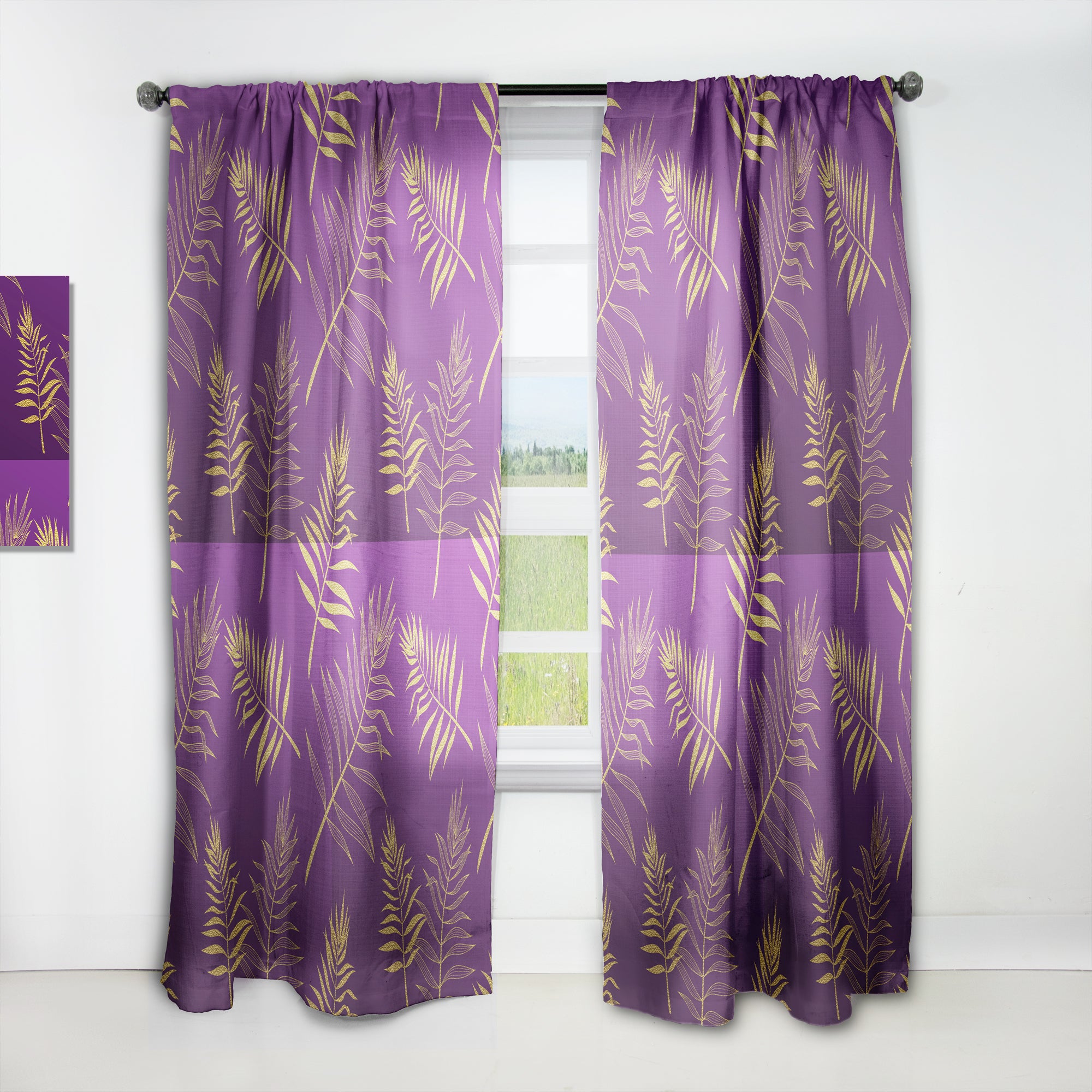 Designart 'Tropical Foliage V' Mid-Century Modern Curtain Panel
