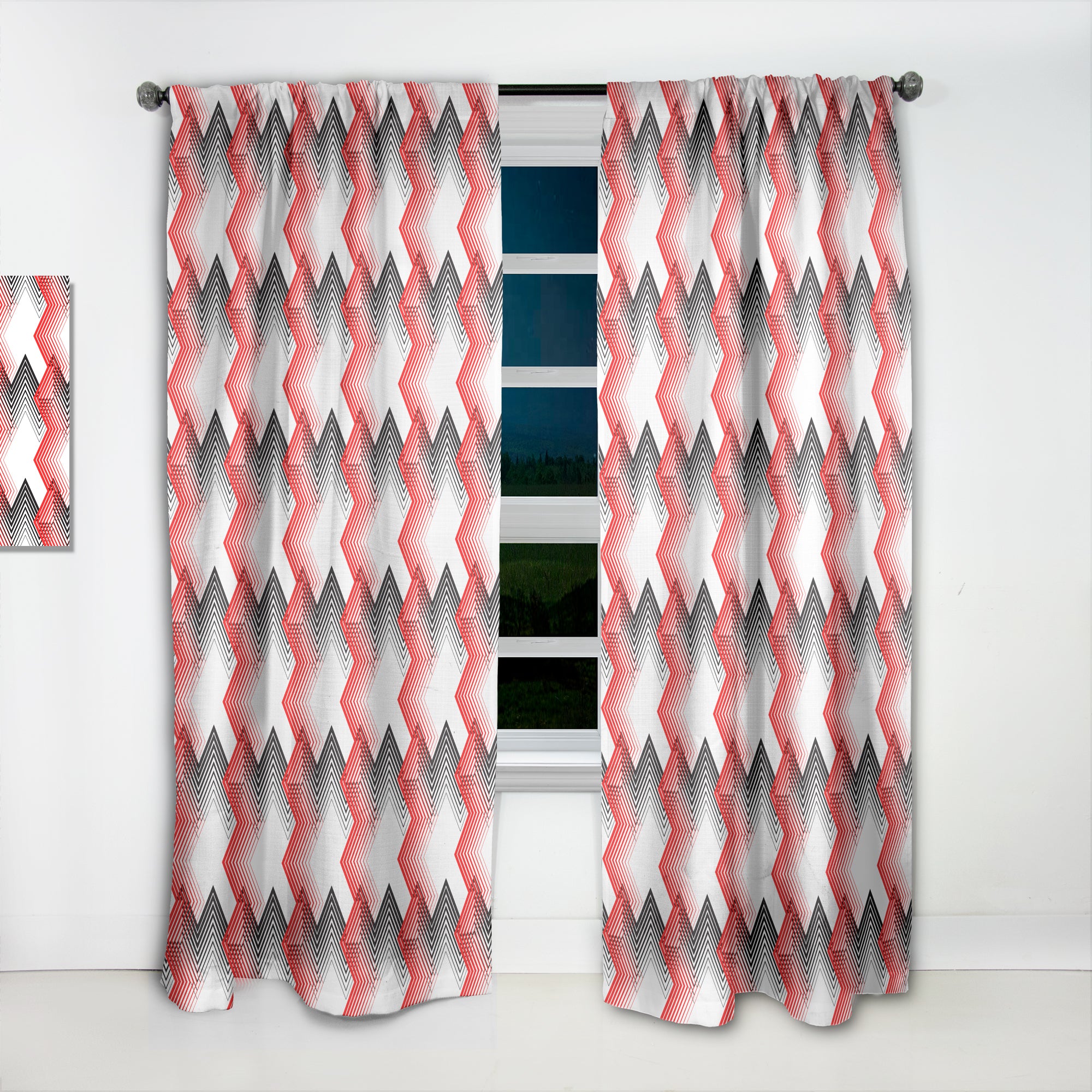 Designart 'Retro Geometrical Abstract Minimal Pattern VIII' Mid-Century Modern Curtain Panel