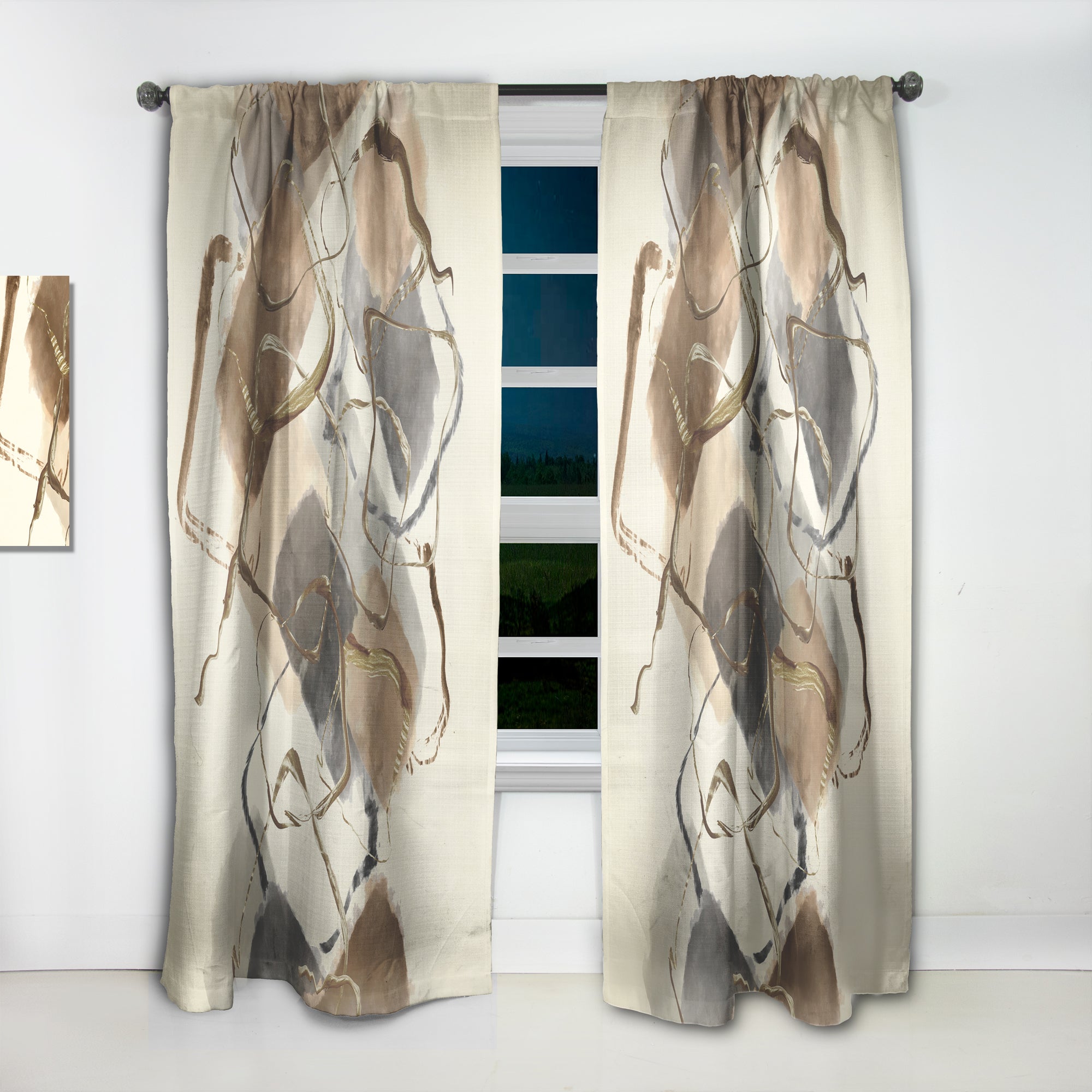 Designart 'Gold Glam Squares IV' Glam Curtain Panel