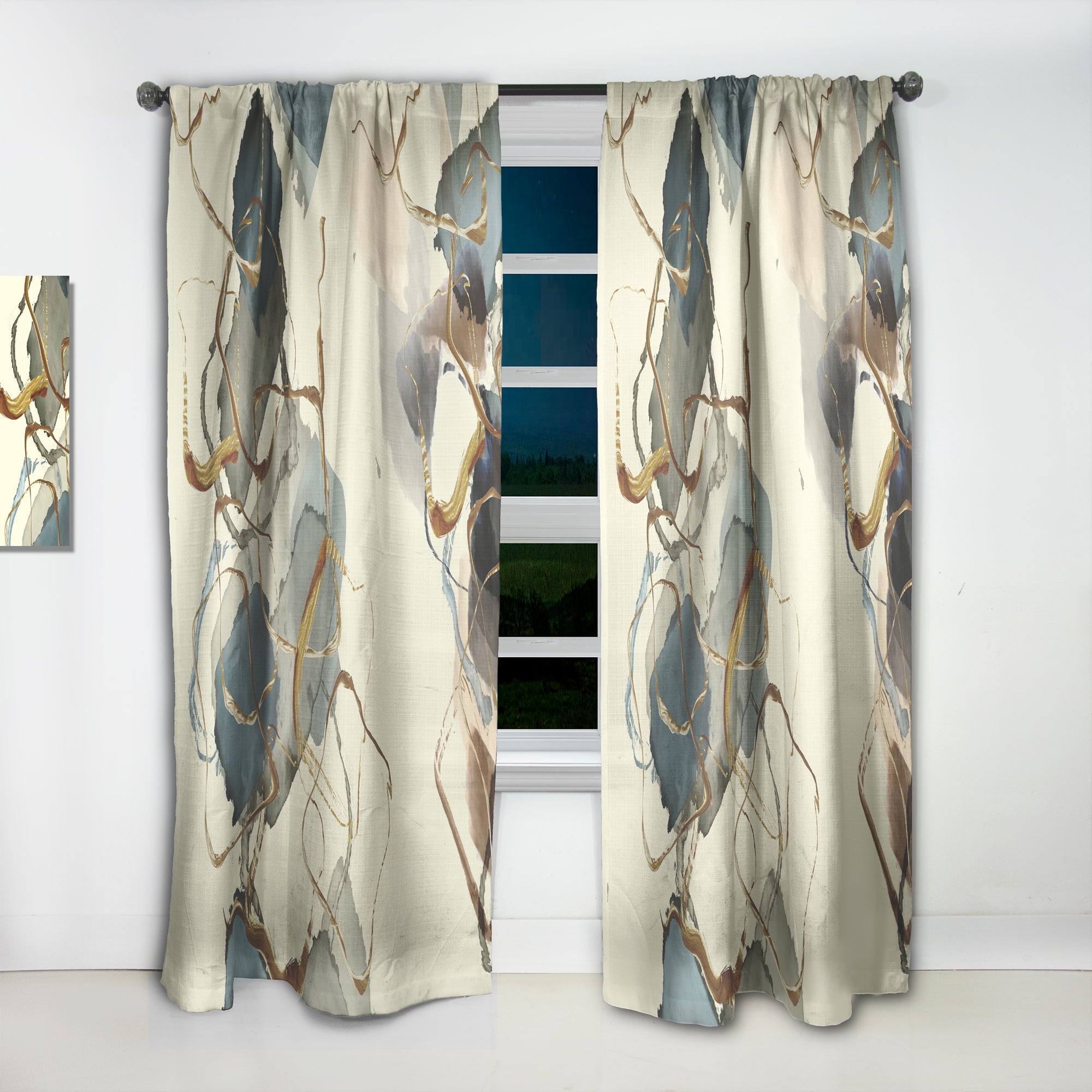 Designart 'Gold Glam Squares VI' Glam Curtain Panel