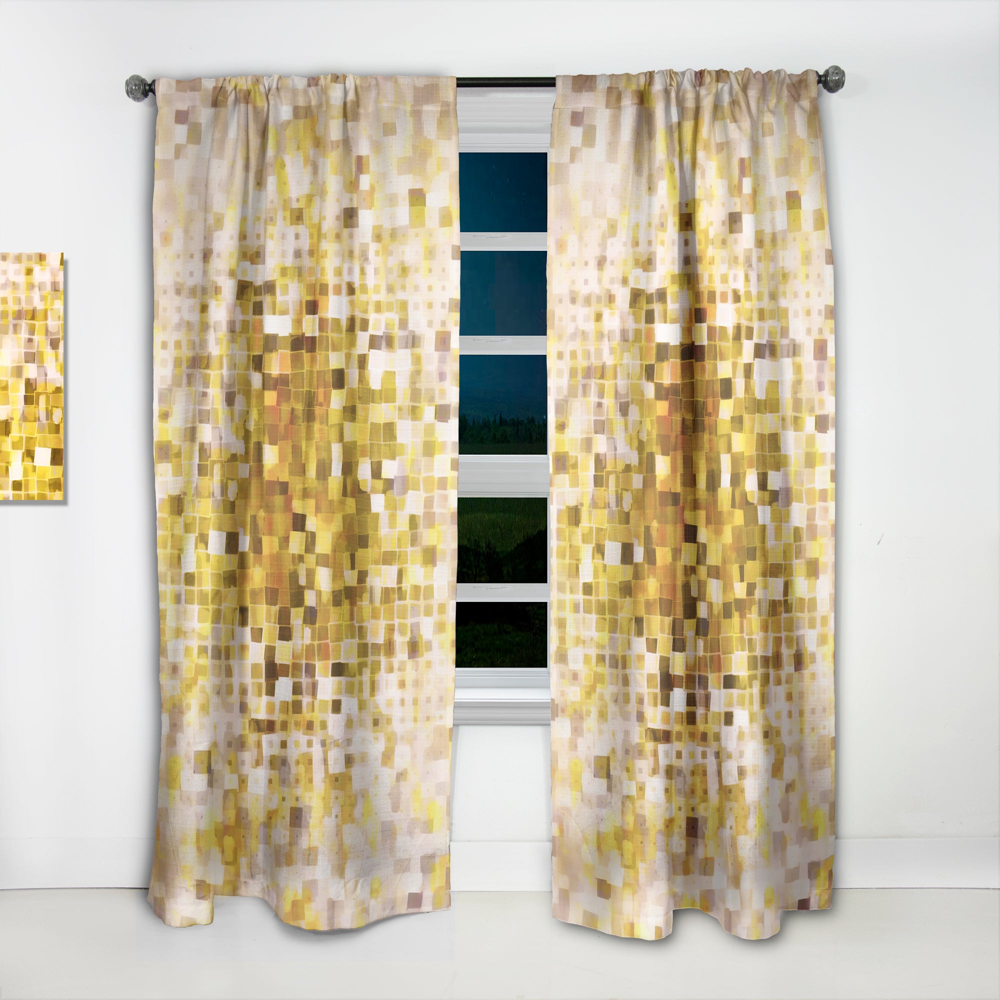 Designart 'Glam Yellow Explosion Blocks' Modern Curtain Panel