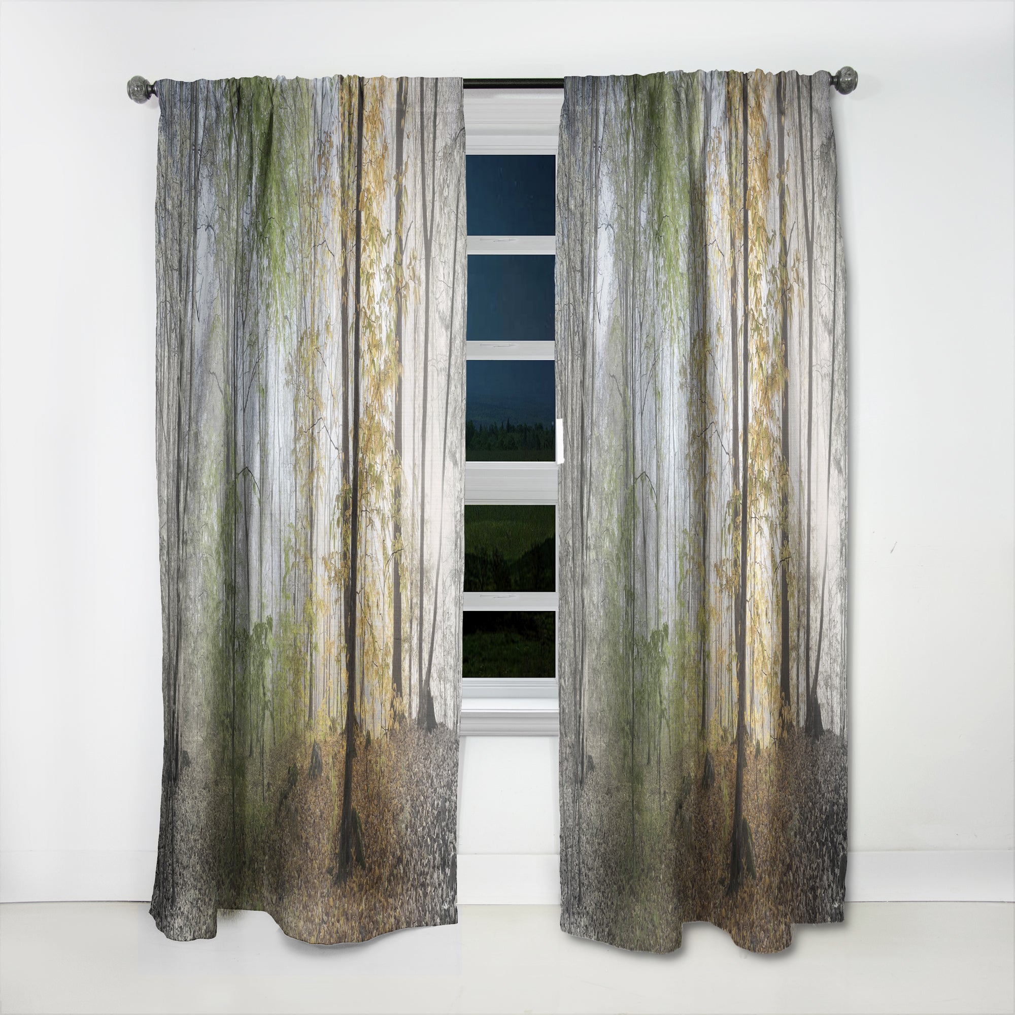 Designart 'Morning Forest Panoramic View' Landscape Curtain Panel