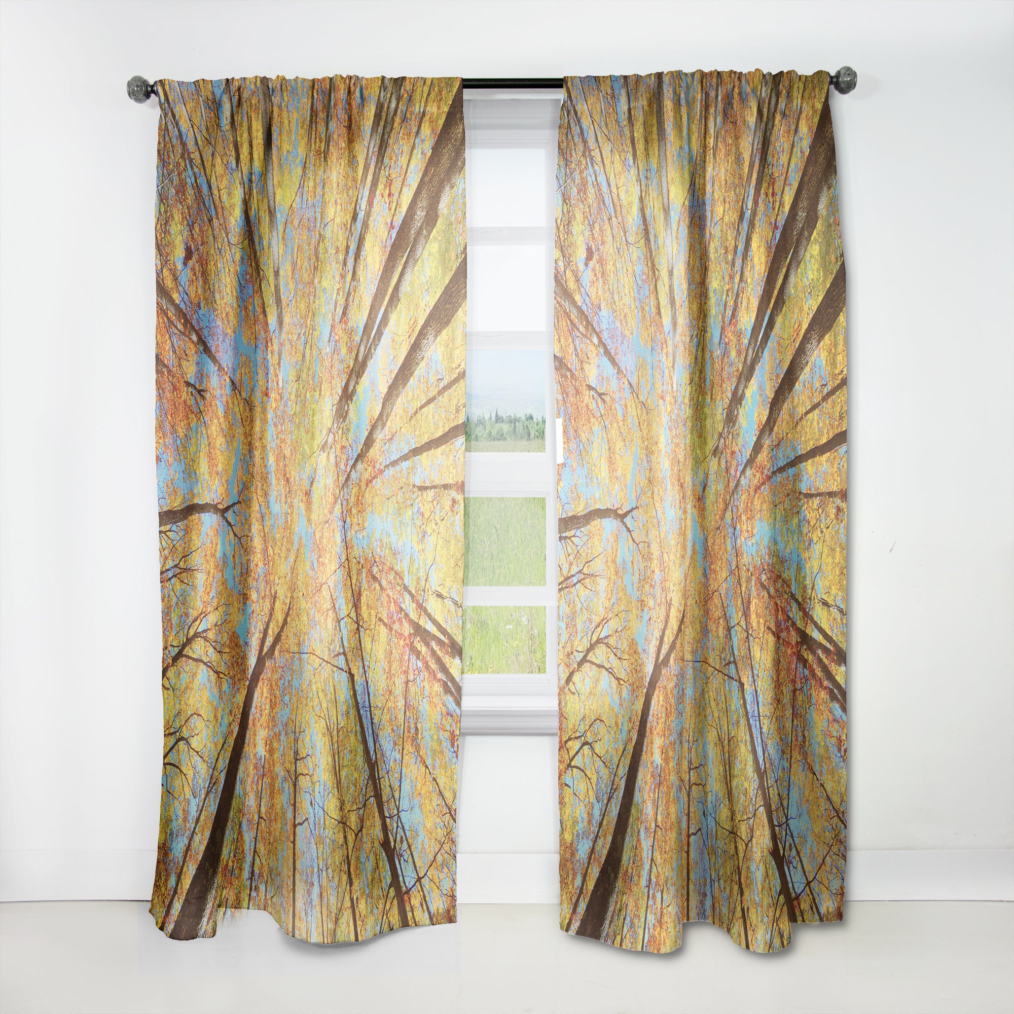 Designart 'Tree Tops in Autumn Forest' Forest Curtain Panel