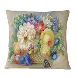 Bunch of Flowers and Fruits - Floral Throw Pillow