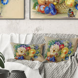 Bunch of Flowers and Fruits - Floral Throw Pillow