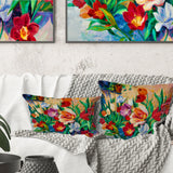 Bouquet of Colorful Flowers - Floral Throw Pillow