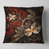 Red and Orange Fractal Flower Pattern - Floral Throw Pillow