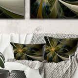 Gold and Silver Large Fractal Flower - Floral Throw Pillow