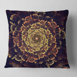 Perfect Fractal Flower in Brown and Gold - Floral Throw Pillow