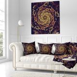 Perfect Fractal Flower in Brown and Gold - Floral Throw Pillow