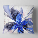 Symmetrical Bright Blue Fractal Flower - Floral Throw Pillow