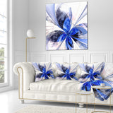 Symmetrical Bright Blue Fractal Flower - Floral Throw Pillow