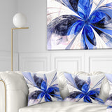 Symmetrical Bright Blue Fractal Flower - Floral Throw Pillow