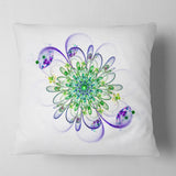 Fascinating Green Purple Fractal Flower - Floral Throw Pillow