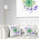 Fascinating Green Purple Fractal Flower - Floral Throw Pillow