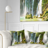 Detian Waterfall in Vietnam - Landscape Printed Throw Pillow