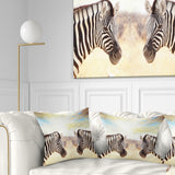 Zebras Face To Face At Sunset - African Throw Pillow