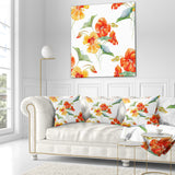 Watercolor Nasturtium Flower Pattern - Floral Throw Pillow