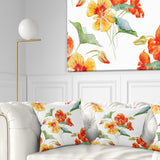 Watercolor Nasturtium Flower Pattern - Floral Throw Pillow