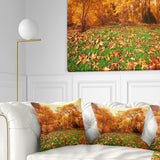 Beautiful Autumn with Green Grass - Landscape Printed Throw Pillow