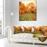 Beautiful Autumn with Green Grass - Landscape Printed Throw Pillow