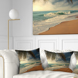 Beautiful Tropical Beach with Palms - Beach Photo Throw Pillow