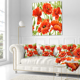 Seamless Pattern of Red Poppies - Floral Throw Pillow