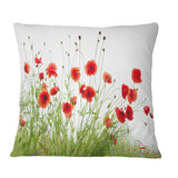 Poppies on White Background - Floral Throw Pillow