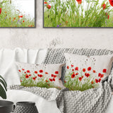 Poppies on White Background - Floral Throw Pillow
