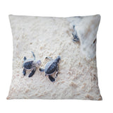 Baby Green Turtles on Sand - Animal Throw Pillow