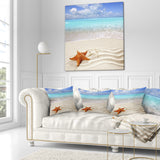 Brown Starfish on Caribbean Beach - Seascape Throw Pillow