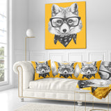 Funny Fox with Formal Glasses - Contemporary Animal Throw Pillow